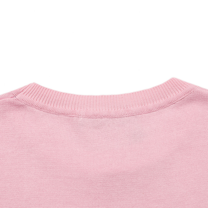 Men Women Knit T-shirt Short Sleeve T-shirt Pullover Tops Sweatshirt Unisex Tee Casual T-shirt