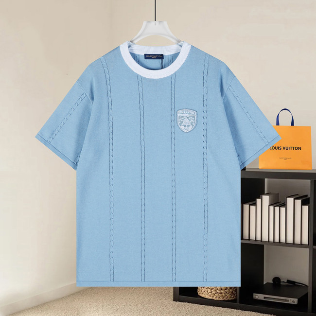 Men Women Knit T-shirt Short Sleeve T-shirt Pullover Tops Sweatshirt Unisex Tee Casual T-shirt