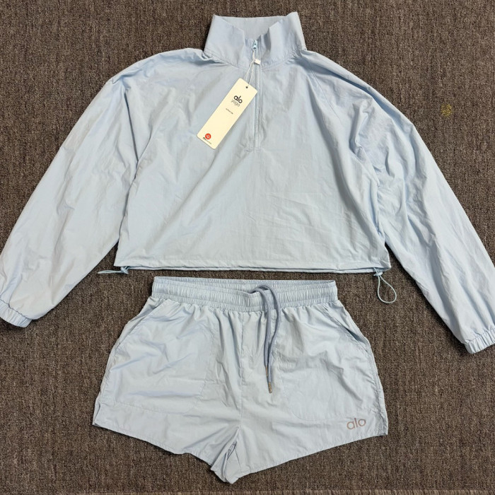 Women's Matching Sport Two Piece Set Windbreaker Sports Jackets Short Pants Running Shorts Sportswear