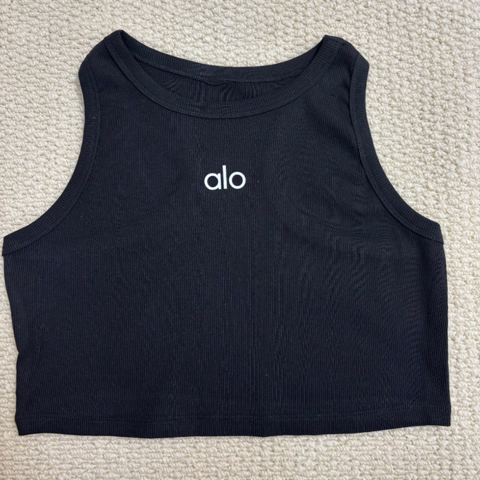 Women's High Neck Cropped Sleeveless Ribbed Mesh Yoga Tank Top Workout Tank Crop Vest for Gym Running