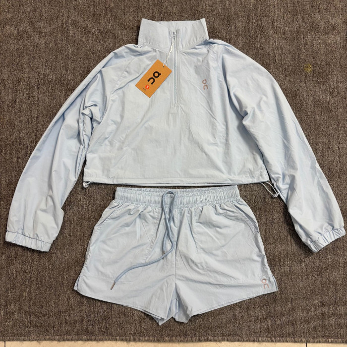 Women's Matching Sport Two Piece Set Windbreaker Sports Jackets Short Pants Running Shorts Sportswear