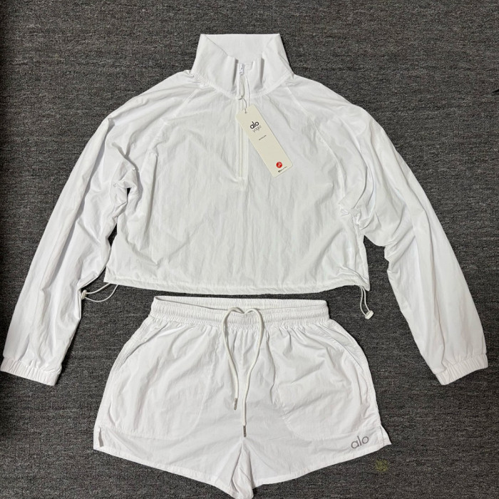 Women's Matching Sport Two Piece Set Windbreaker Sports Jackets Short Pants Running Shorts Sportswear