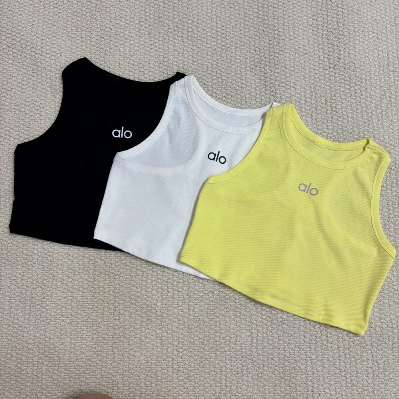 Women's High Neck Cropped Sleeveless Ribbed Mesh Yoga Tank Top Workout Tank Crop Vest for Gym Running
