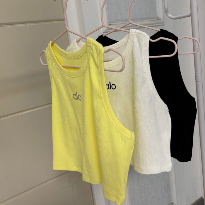 Women's High Neck Cropped Sleeveless Ribbed Mesh Yoga Tank Top Workout Tank Crop Vest for Gym Running