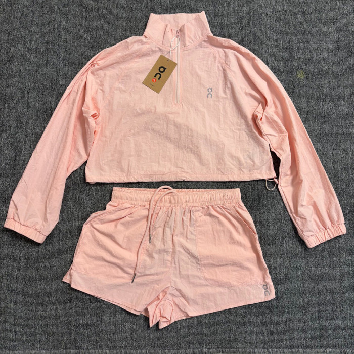 Women's Matching Sport Two Piece Set Windbreaker Sports Jackets Short Pants Running Shorts Sportswear