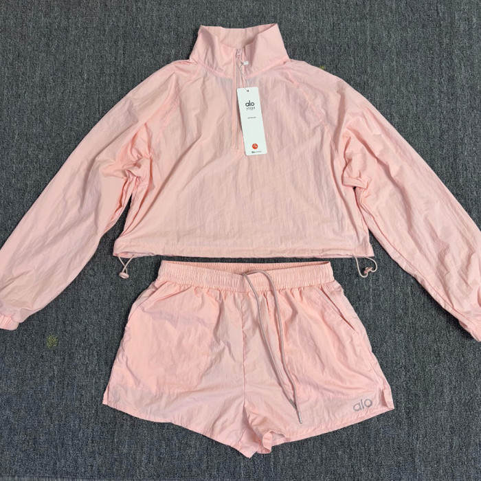 Women's Matching Sport Two Piece Set Windbreaker Sports Jackets Short Pants Running Shorts Sportswear