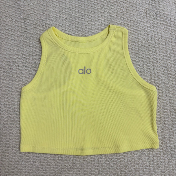 Women's High Neck Cropped Sleeveless Ribbed Mesh Yoga Tank Top Workout Tank Crop Vest for Gym Running