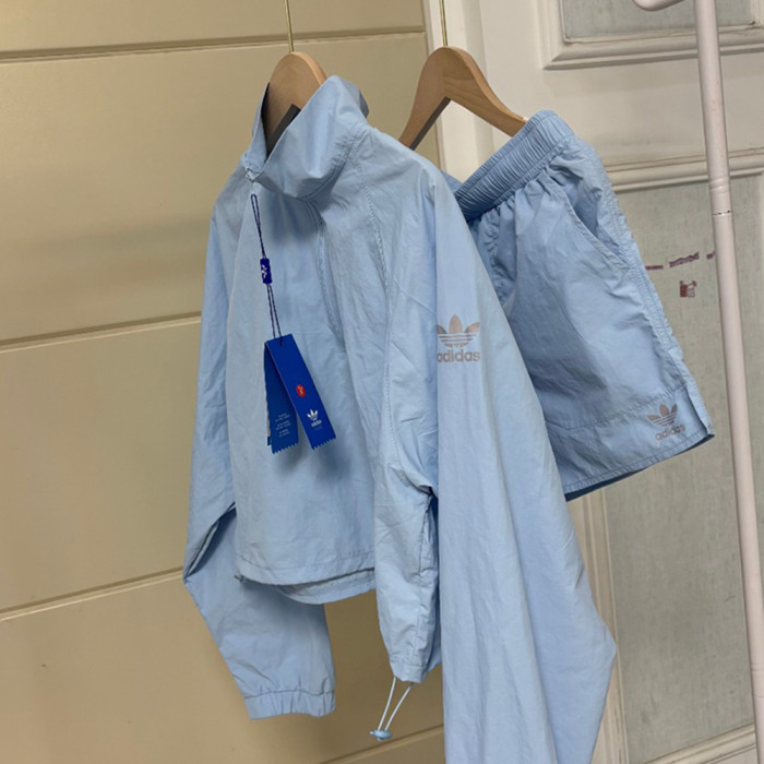 Women's Matching Sport Two Piece Set Windbreaker Sports Jackets Short Pants Running Shorts Sportswear