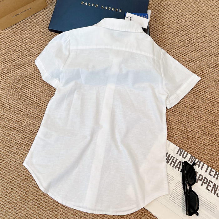 Women Cotton Linen Short-sleeve Blouses Minimalist Button Up Shirts Preppy Collared Casual Shirts For Daily Wear
