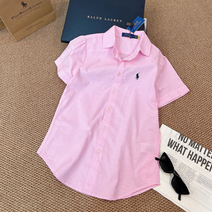 Women Cotton Linen Short-sleeve Blouses Minimalist Button Up Shirts Preppy Collared Casual Shirts For Daily Wear