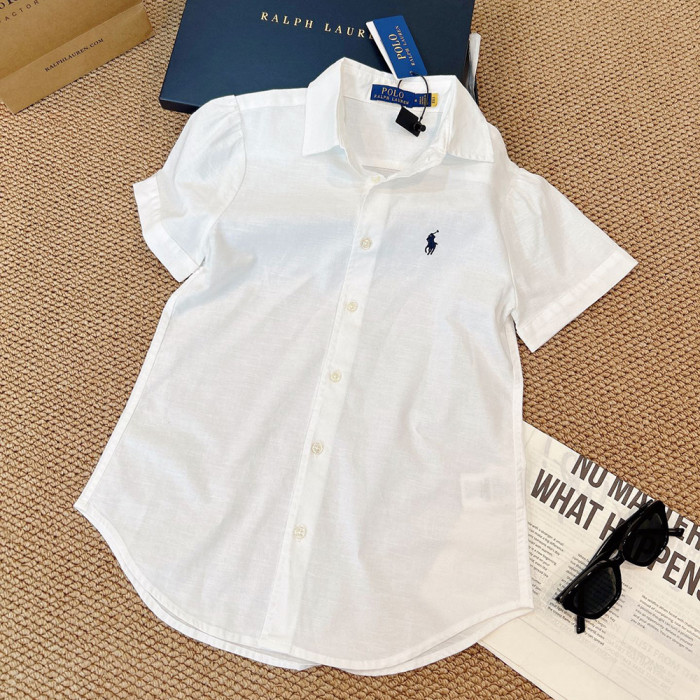 Women Cotton Linen Short-sleeve Blouses Minimalist Button Up Shirts Preppy Collared Casual Shirts For Daily Wear