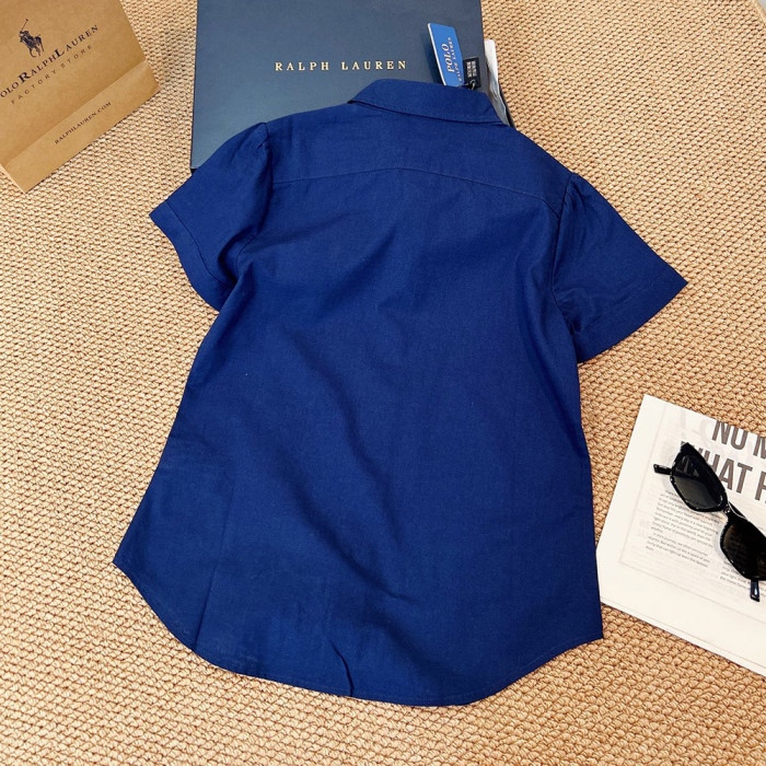 Women Cotton Linen Short-sleeve Blouses Minimalist Button Up Shirts Preppy Collared Casual Shirts For Daily Wear