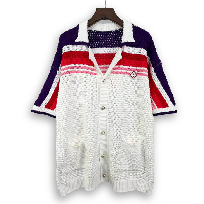 Men Women Two-Piece Set Knitted Sweatshirt Polo Shirt Short Pants Suit