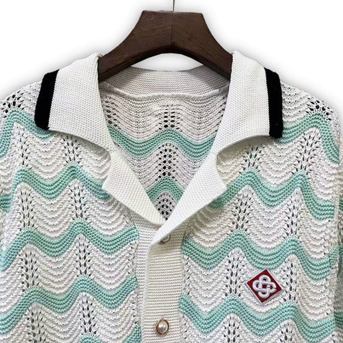 Men Women Two-Piece Set Knitted Sweatshirt Polo Shirt Short Pants Suit