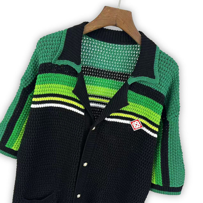 Men Women Two-Piece Set Knitted Sweatshirt Polo Shirt Short Pants Suit