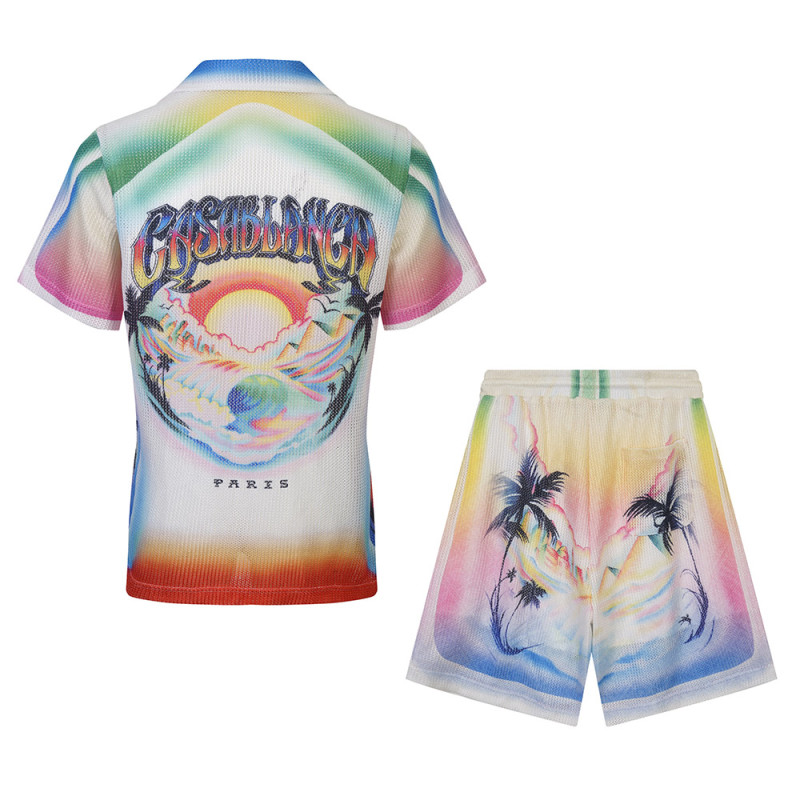Men Women Two Piece Suit  Set Sweatshirt Pant Sweatwear Short Sleeved Shirt Printed Shirt Beach Shirt Suit Vacation Clothing