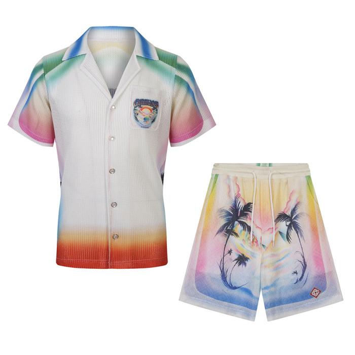 Men Women Two Piece Suit  Set Sweatshirt Pant Sweatwear Short Sleeved Shirt Printed Shirt Beach Shirt Suit Vacation Clothing