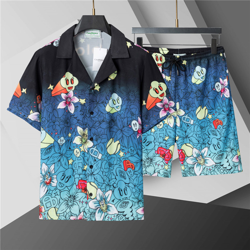 Men Women Two Piece Suit  Set Sweatshirt Pant Sweatwear Short Sleeved Shirt Printed Shirt Beach Shirt Suit Vacation Clothing