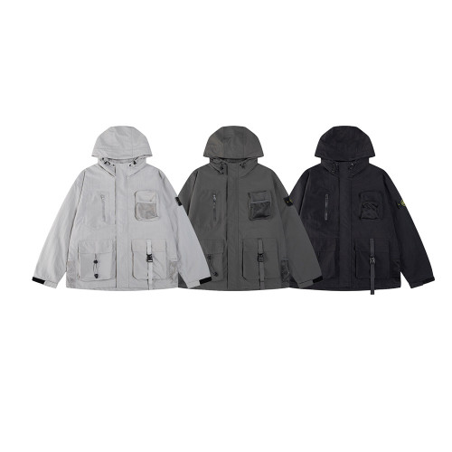 Men Women Nylon Hooded Jacket Windproof Techwear Casual Streetwear Coats Outdoor Tops Unisex