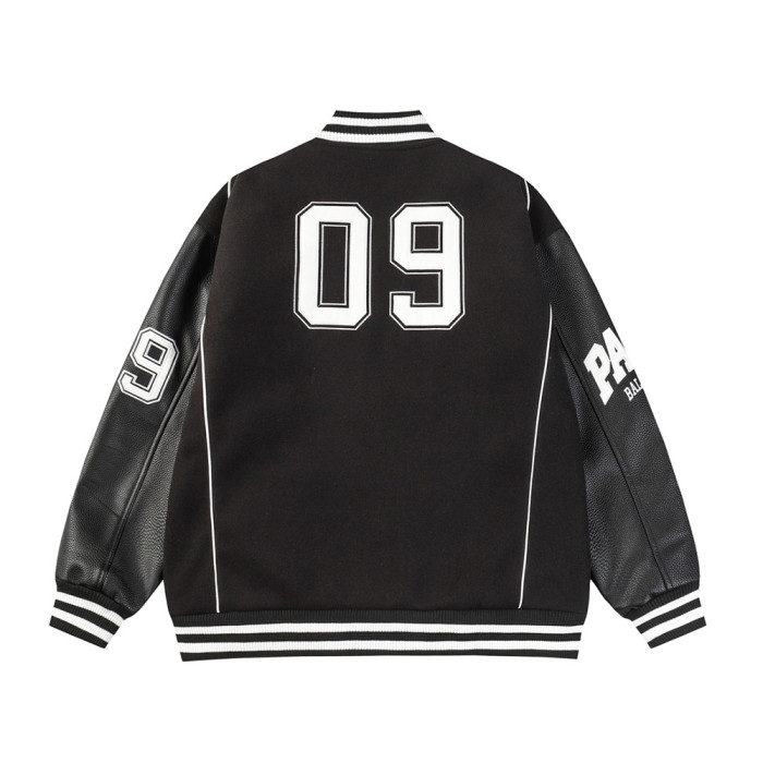 Men Long Sleeve Zip Up Baseball Jackets Leather Jersey Tops Women Tracksuit