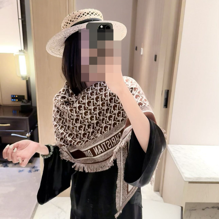 Women Men Logo Scarf Wool Cashmere Scarves Shawl Blanket Wrap Thickened Knitted Scarf