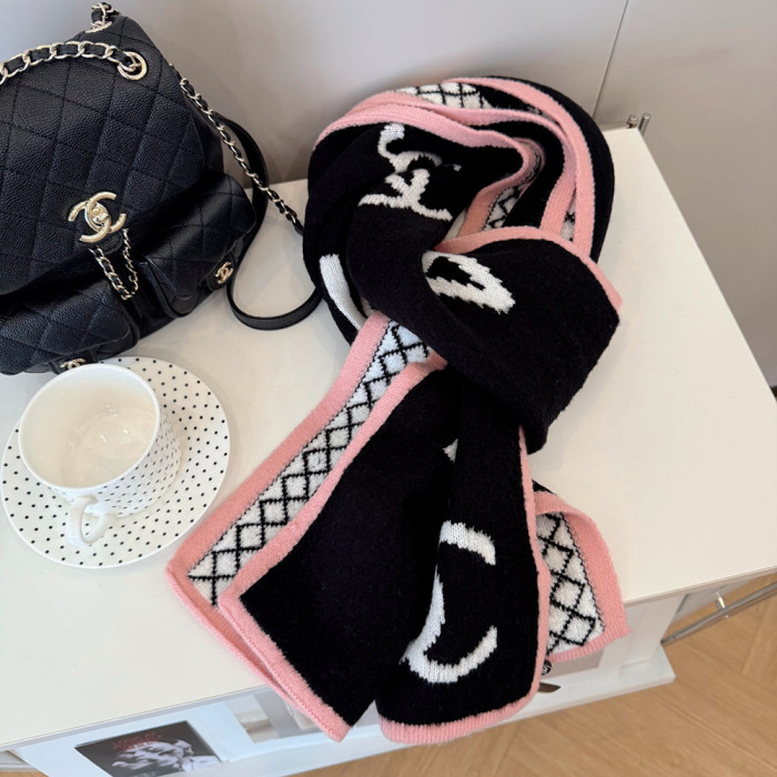 Women Men Logo Scarf Wool Cashmere Scarves Shawl Blanket Wrap Thickened Knitted Scarf