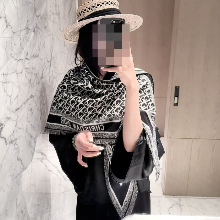 Women Men Logo Scarf Wool Cashmere Scarves Shawl Blanket Wrap Thickened Knitted Scarf