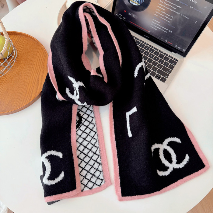Women Men Logo Scarf Wool Cashmere Scarves Shawl Blanket Wrap Thickened Knitted Scarf