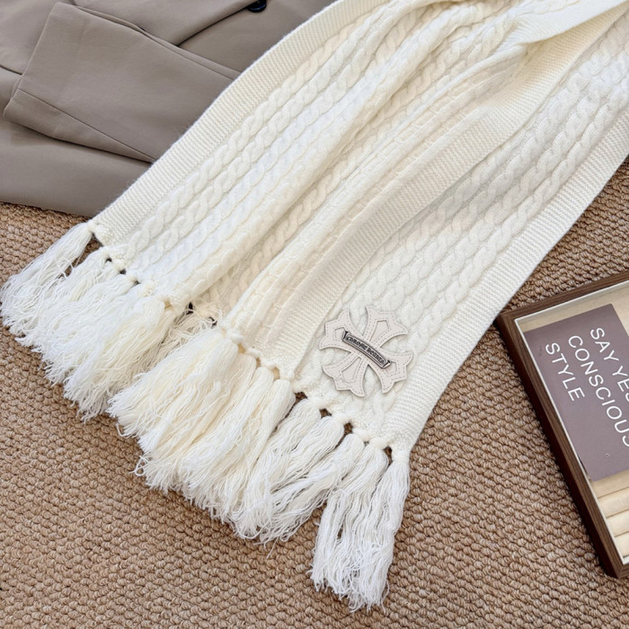 Women Men Logo Scarf Wool Cashmere Scarves Shawl Blanket Wrap Thickened Knitted Scarf