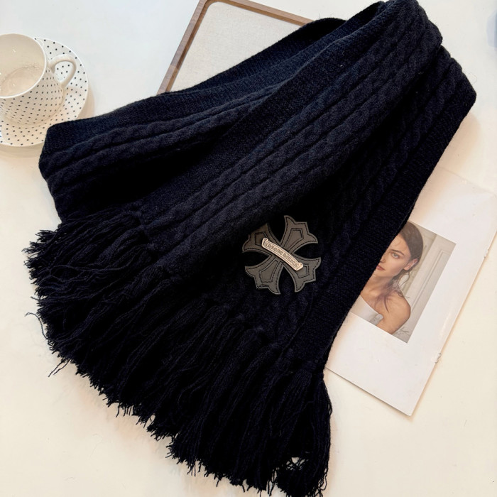 Women Men Logo Scarf Wool Cashmere Scarves Shawl Blanket Wrap Thickened Knitted Scarf