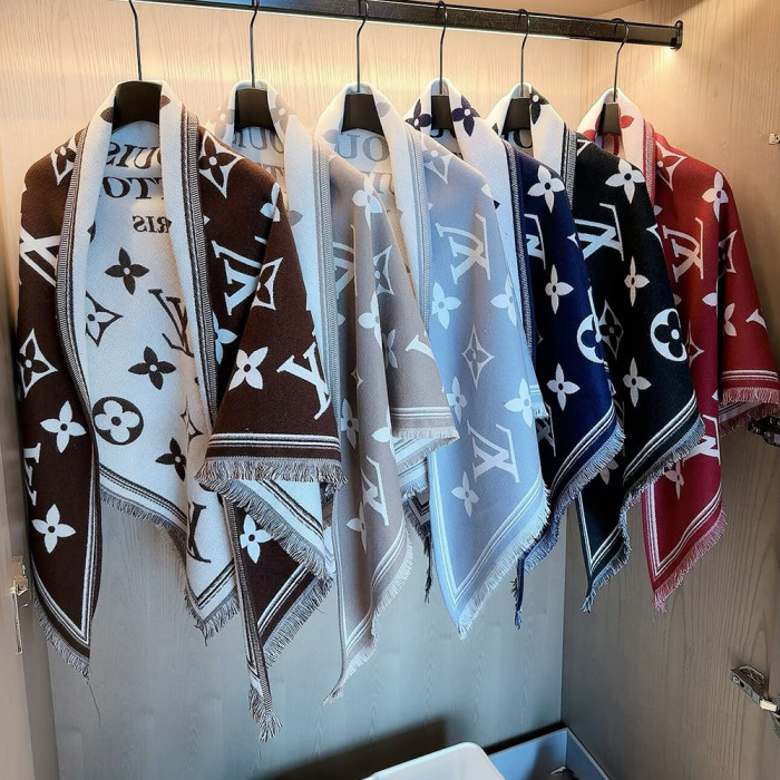 Women Men Logo Scarf Wool Cashmere Scarves Shawl Blanket Wrap Thickened Knitted Scarf