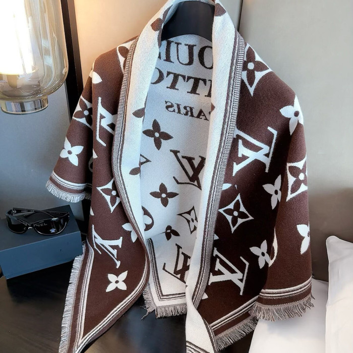 Women Men Logo Scarf Wool Cashmere Scarves Shawl Blanket Wrap Thickened Knitted Scarf