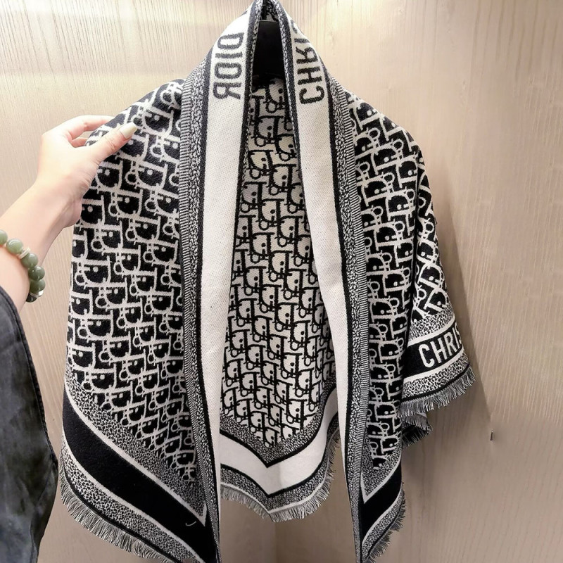 Women Men Logo Scarf Wool Cashmere Scarves Shawl Blanket Wrap Thickened Knitted Scarf