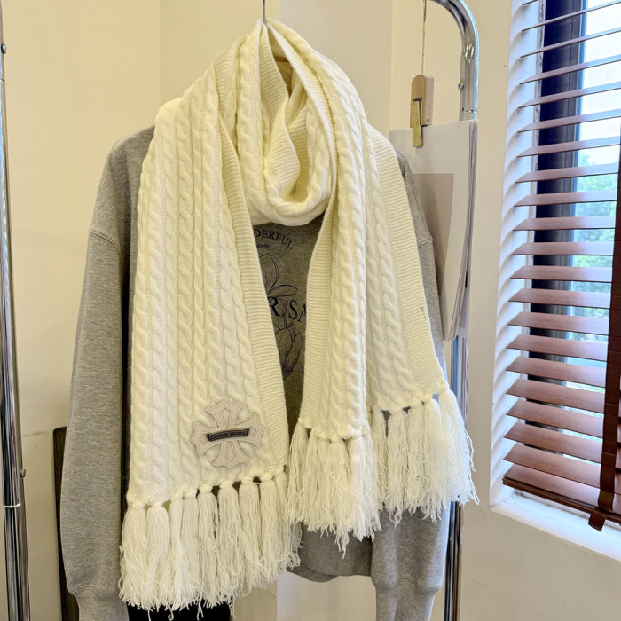 Women Men Logo Scarf Wool Cashmere Scarves Shawl Blanket Wrap Thickened Knitted Scarf