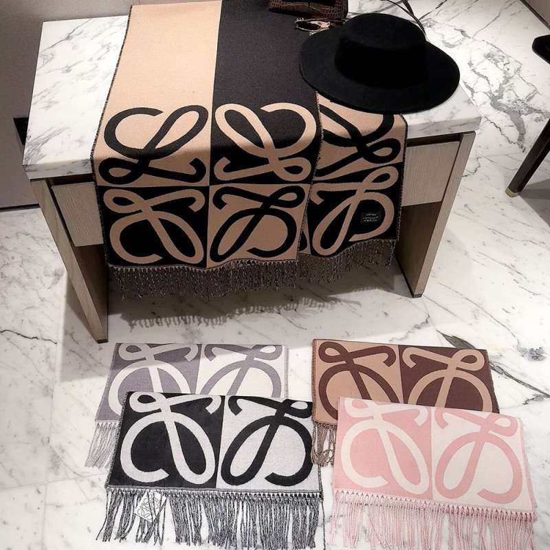 Women Men Logo Scarf Wool Cashmere Scarves Shawl Blanket Wrap Thickened Knitted Scarf