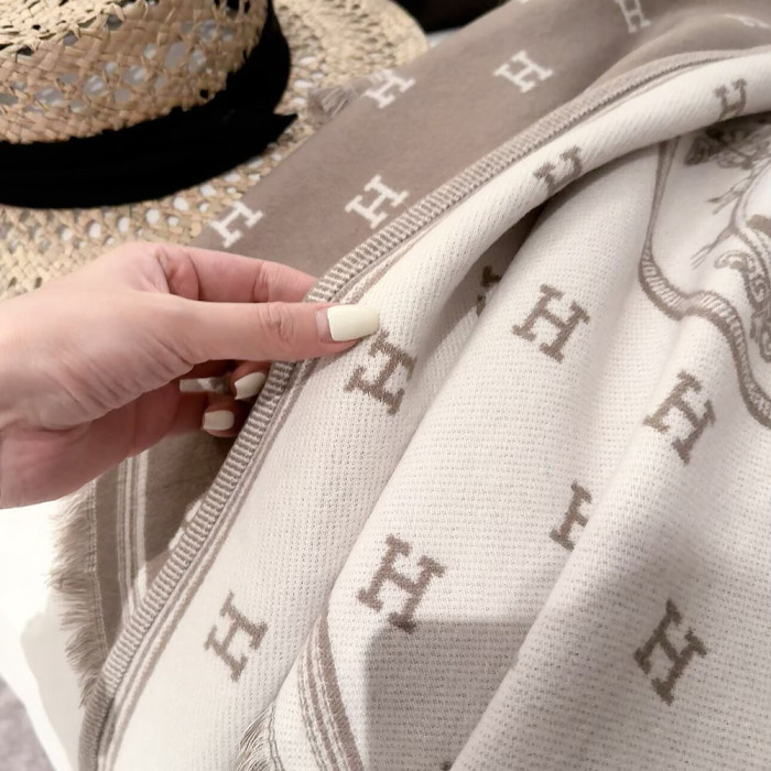 Women Men Logo Scarf Wool Cashmere Scarves Shawl Blanket Wrap Thickened Knitted Scarf