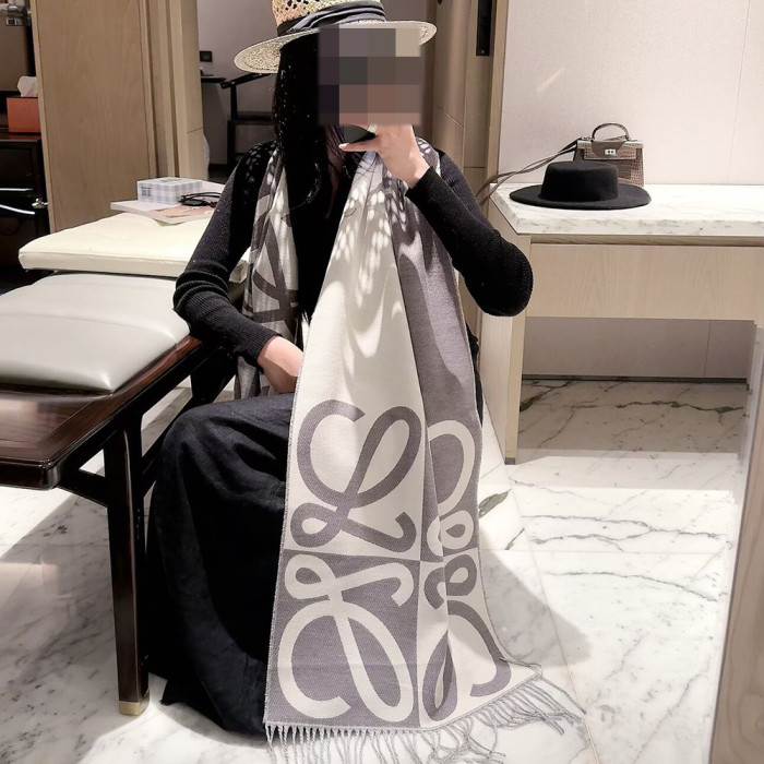 Women Men Logo Scarf Wool Cashmere Scarves Shawl Blanket Wrap Thickened Knitted Scarf