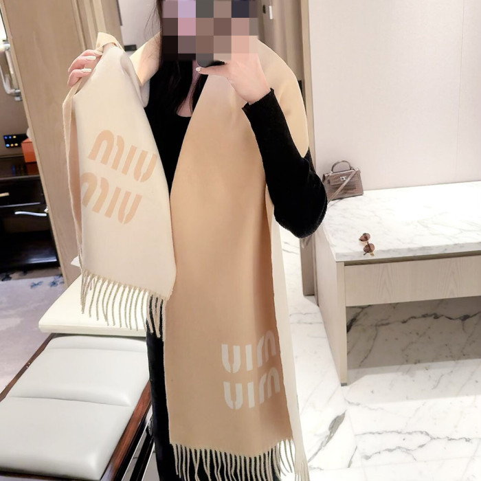 Women Men Logo Scarf Wool Cashmere Scarves Shawl Blanket Wrap Thickened Knitted Scarf