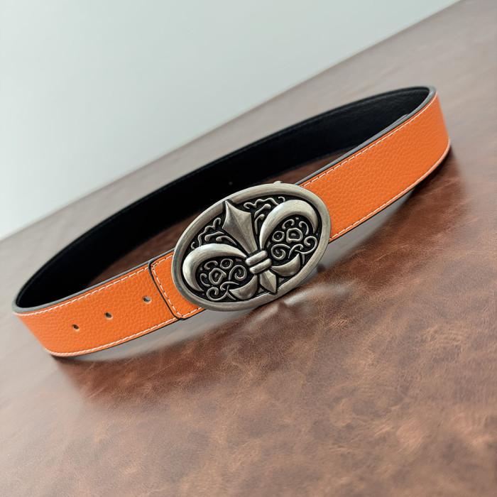 Women Men Belt 3.8 cm Cowhide Leather Buckle Belt Unisex Waistband Waist Strap