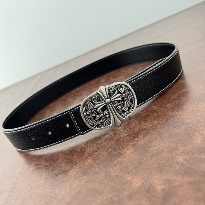 Women Men Belt 3.8 cm Cowhide Leather Buckle Belt Unisex Waistband Waist Strap