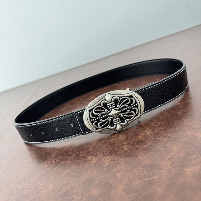 Women Men Belt 3.8 cm Cowhide Leather Buckle Belt Unisex Waistband Waist Strap