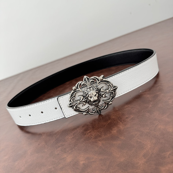 Women Men Belt 3.8 cm Cowhide Leather Buckle Belt Unisex Waistband Waist Strap