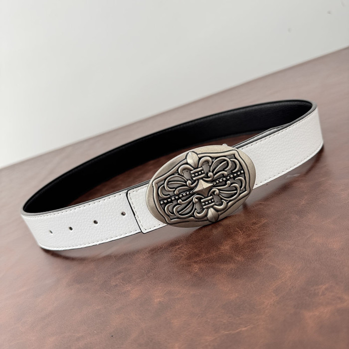 Women Men Belt 3.8 cm Cowhide Leather Buckle Belt Unisex Waistband Waist Strap