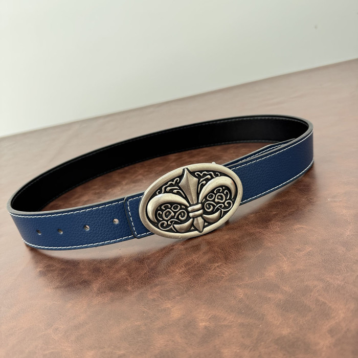 Women Men Belt 3.8 cm Cowhide Leather Buckle Belt Unisex Waistband Waist Strap
