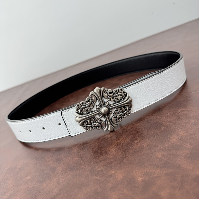 Women Men Belt 3.8 cm Cowhide Leather Buckle Belt Unisex Waistband Waist Strap