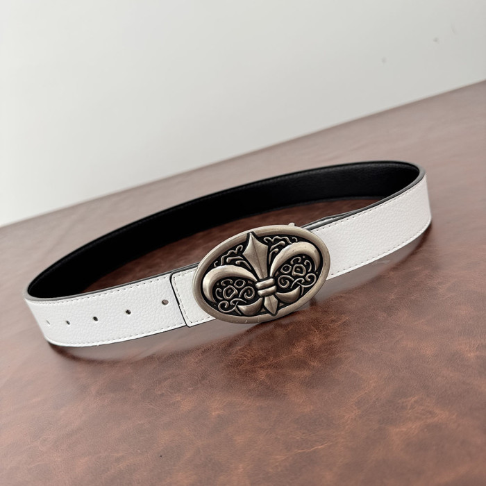 Women Men Belt 3.8 cm Cowhide Leather Buckle Belt Unisex Waistband Waist Strap