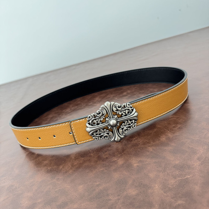 Women Men Belt 3.8 cm Cowhide Leather Buckle Belt Unisex Waistband Waist Strap