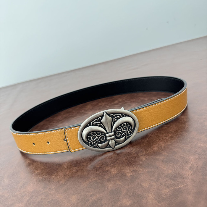 Women Men Belt 3.8 cm Cowhide Leather Buckle Belt Unisex Waistband Waist Strap