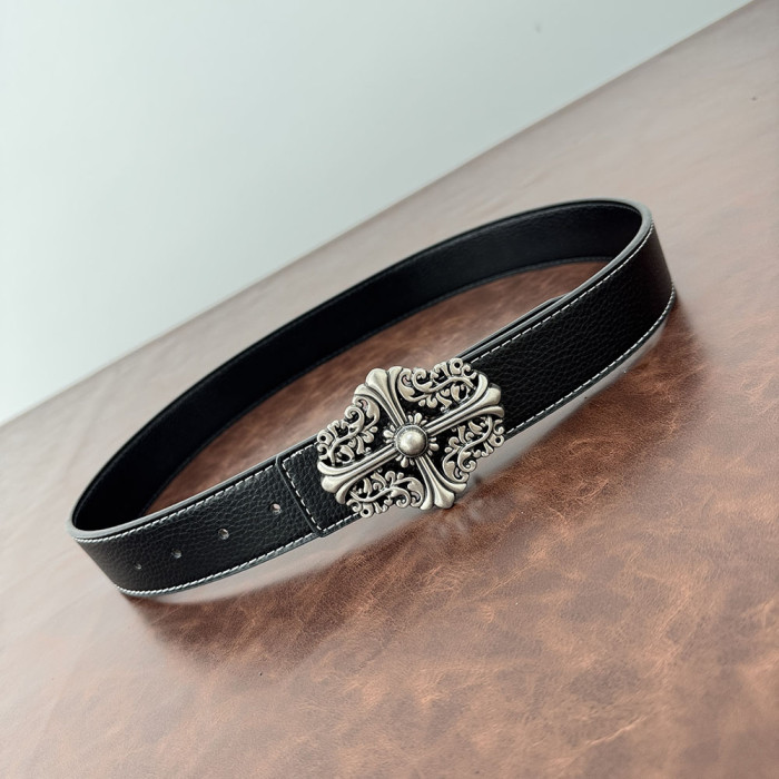 Women Men Belt 3.8 cm Cowhide Leather Buckle Belt Unisex Waistband Waist Strap