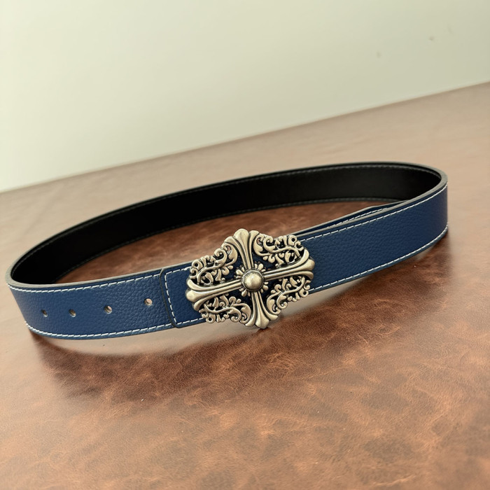 Women Men Belt 3.8 cm Cowhide Leather Buckle Belt Unisex Waistband Waist Strap